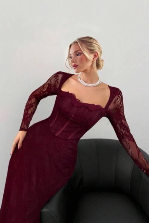 Lace Slit Maxi Dress